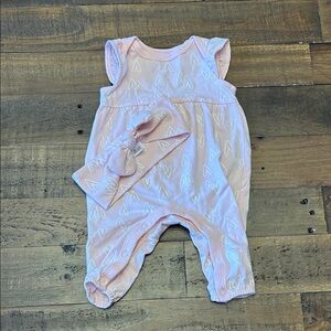 Cat & Jack Light Pink Heart Baby Romper with Headband